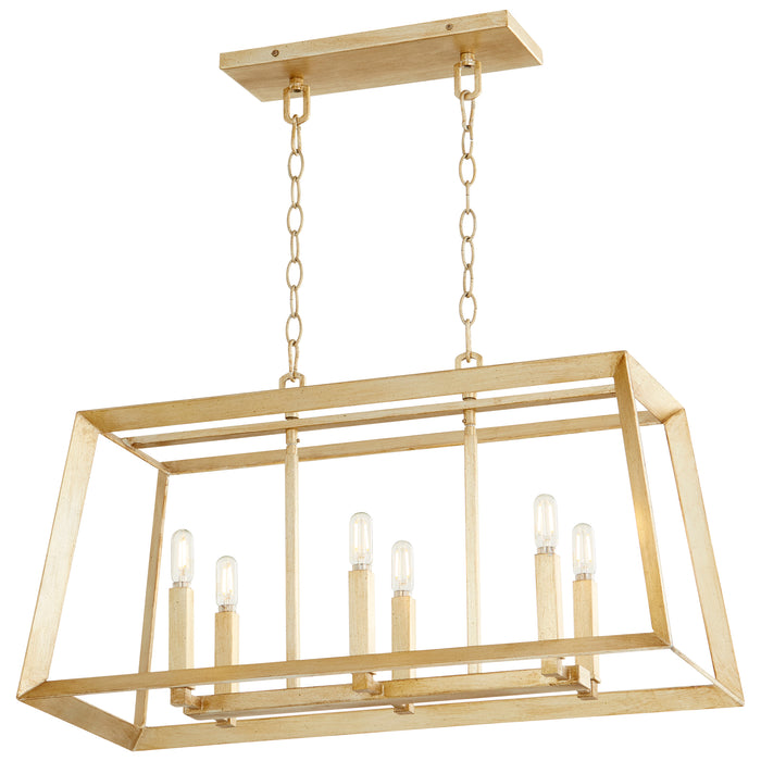 Quorum Home Cyan - 10381 - Six Light Island Pendant - Aged Silver Leaf