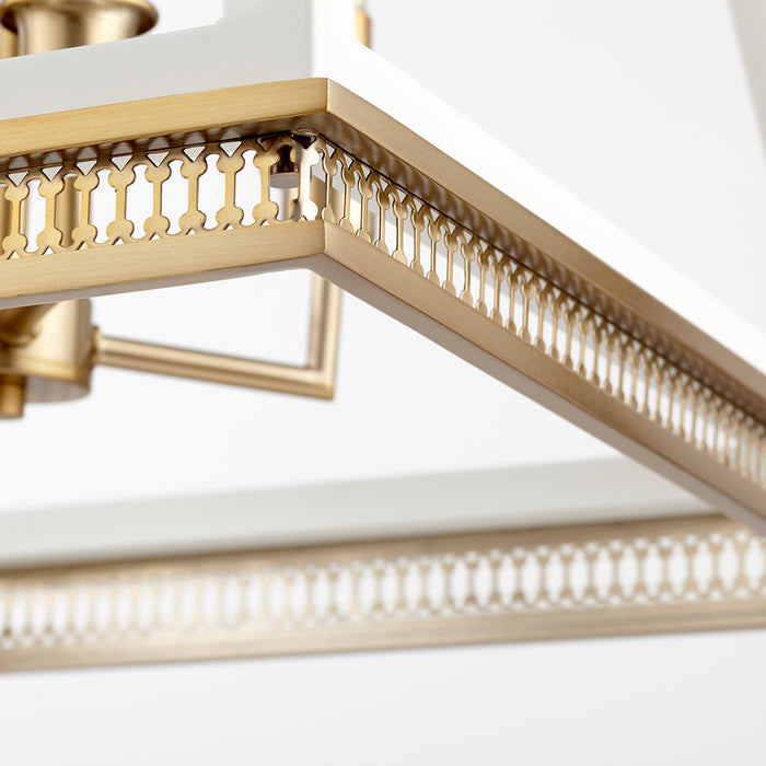 Quorum Home Cyan - 10905 - Four Light Pendant - White And Aged Brass