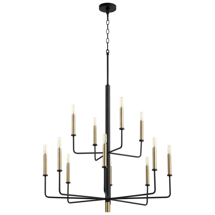 Quorum Home Cyan - 10968 - 12 Light Chandelier - Noir / Aged Brass