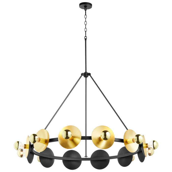 Quorum Home Cyan - 10981 - 12 Light Chandelier - Noir And Gold Leaf