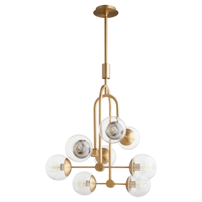 Quorum Home Cyan - 11387 - Eight Light Pendant - Aged Brass