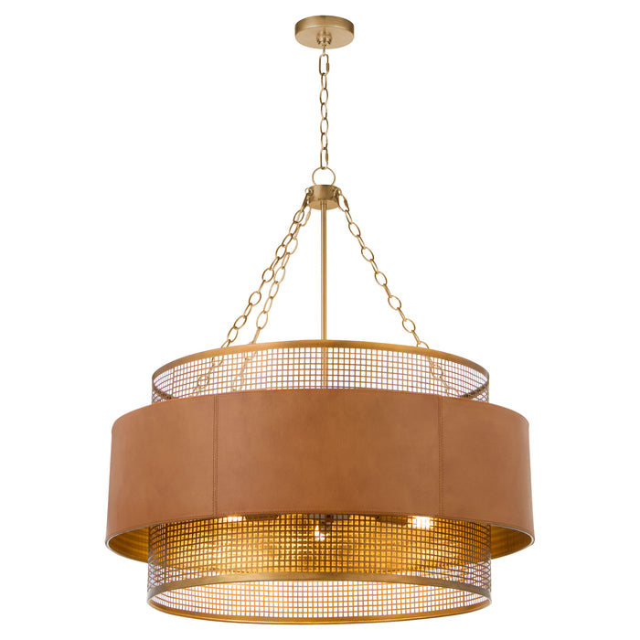 Newcomb Chandelier | Aged Brass - Leather