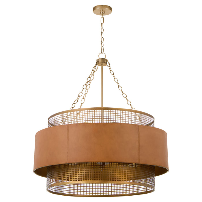 Newcomb Chandelier | Aged Brass - Leather