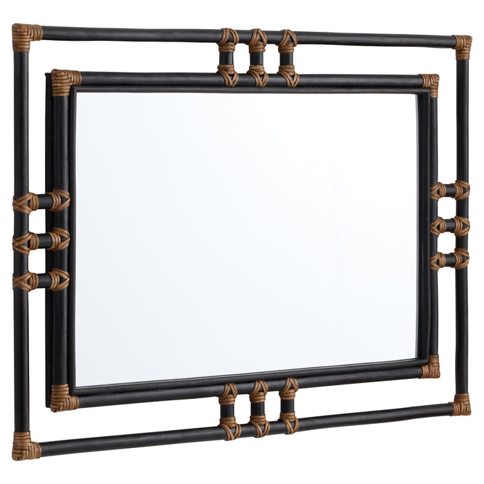 Kampanya Mirror | Black | Natural  Rattan