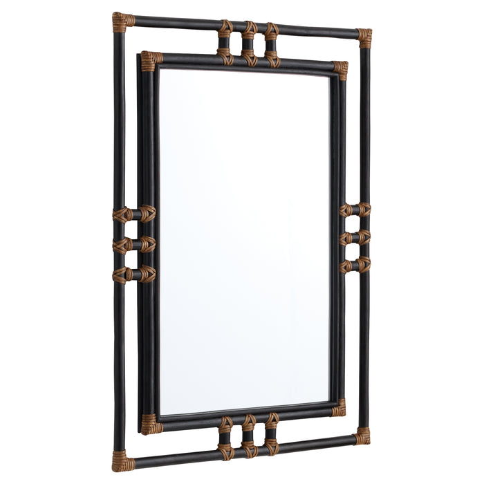 Kampanya Mirror | Black | Natural  Rattan