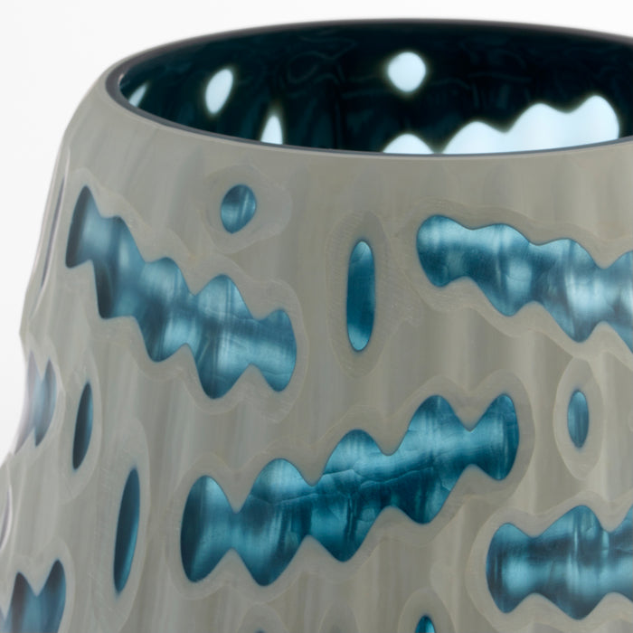 Strata Vase |  White | Blue - Medium