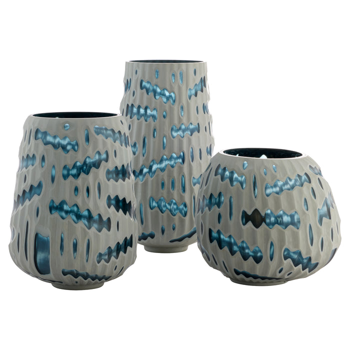 Strata Vase |  White | Blue - Medium