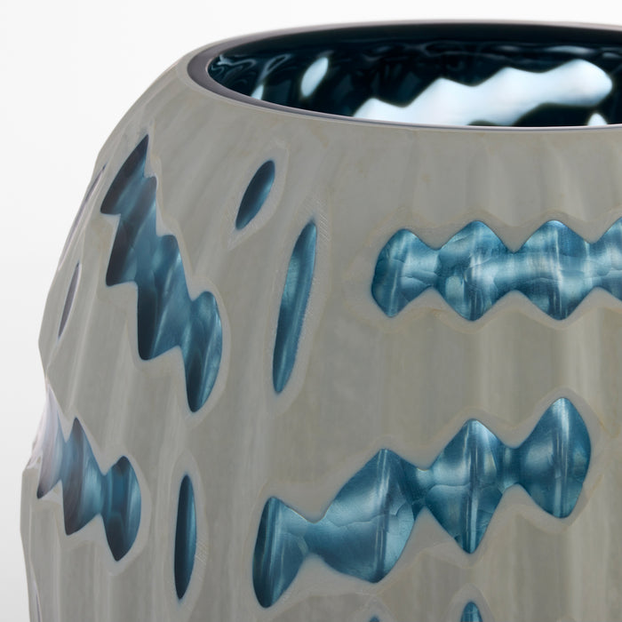 Strata Vase | White | Blue - Small