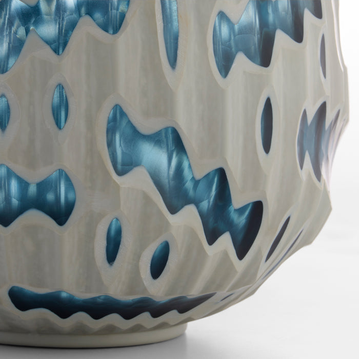 Strata Vase | White | Blue - Small
