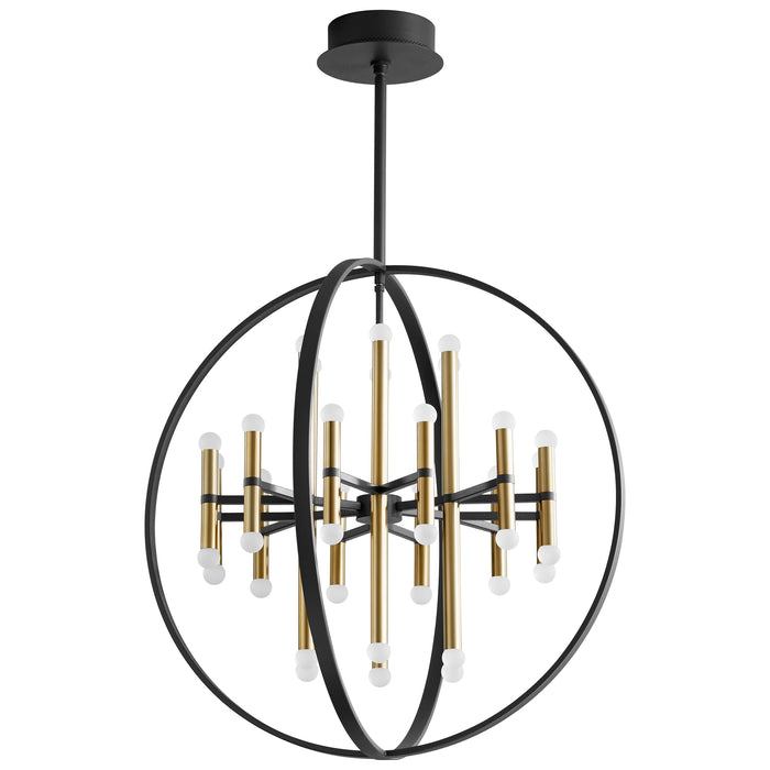 Quorum Home Oxygen - 3-685-1540 - LED Chandelier - Black W/ Aged Brass