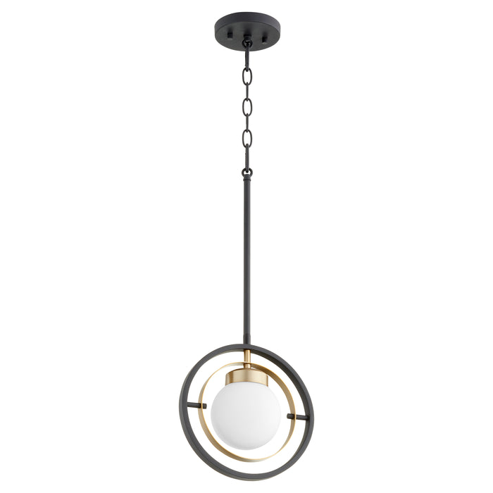 Quorum Home Quorum - 306-6980 - One Light Pendant - Textured Black w/ Aged Brass