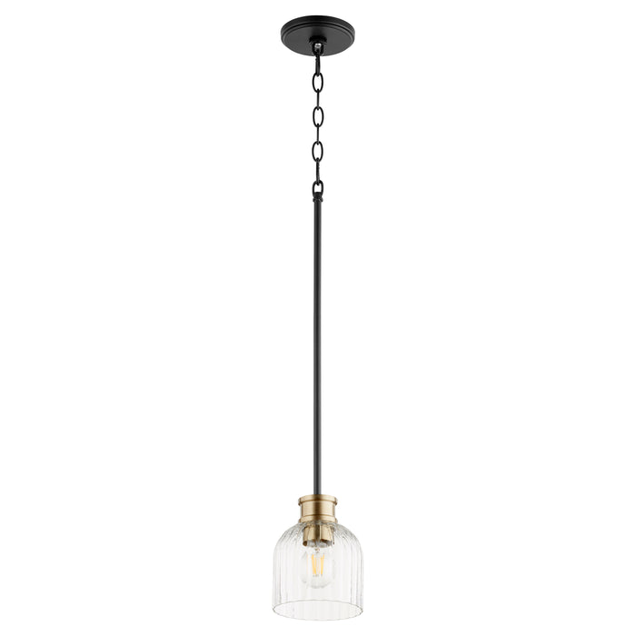 Quorum Home Quorum - 310-6980 - One Light Pendant - Textured Black w/ Aged Brass