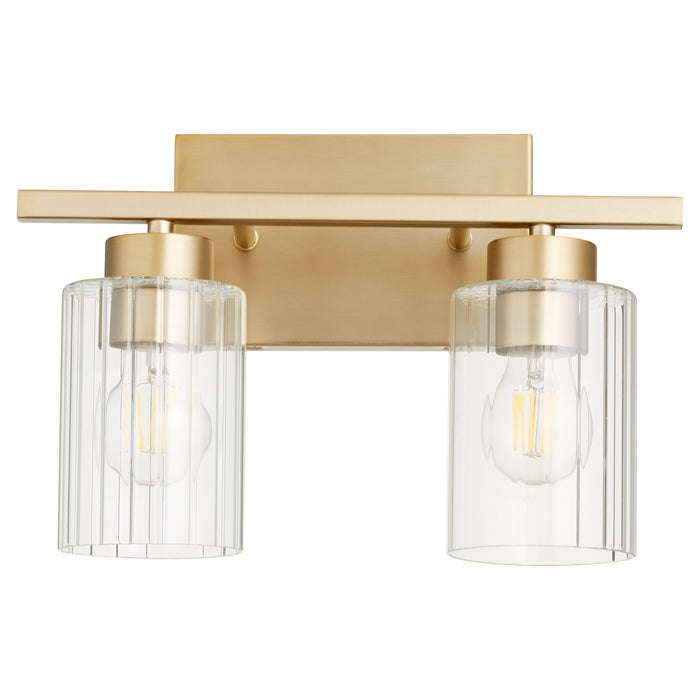 Quorum Home Quorum - 501-2-280 - Two Light Vanity - Aged Brass w/ Clear Fluted Glass