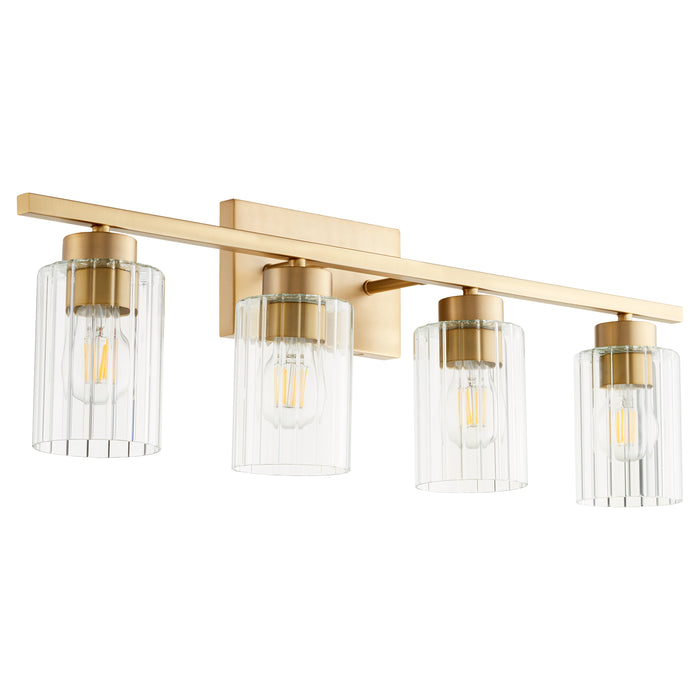 Quorum Home Quorum - 501-4-280 - Four Light Vanity - Aged Brass w/ Clear Fluted Glass