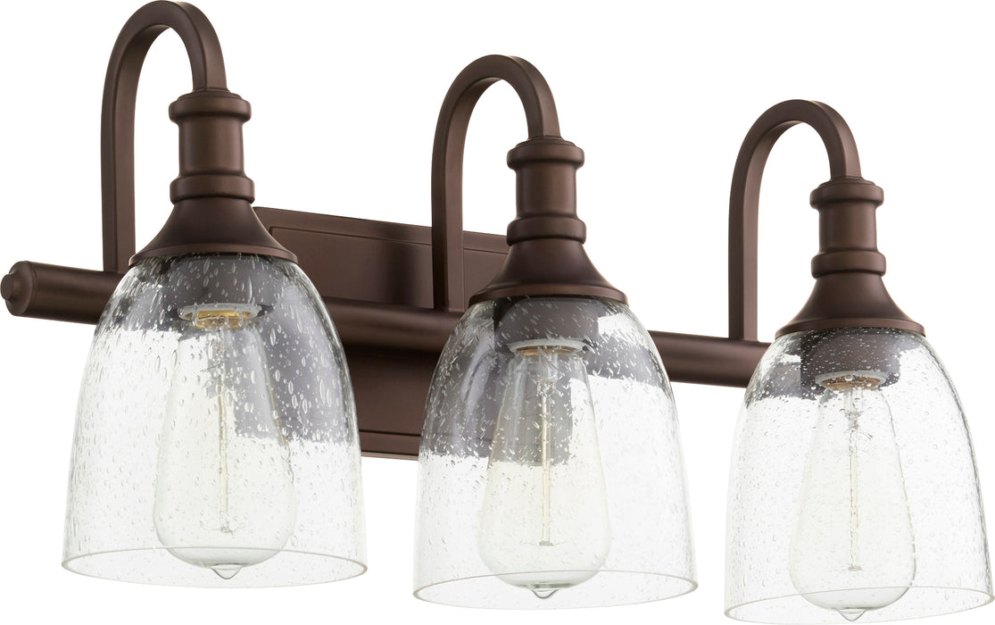 Quorum Home Quorum - 5011-3-186 - Three Light Vanity - Oiled Bronze w/ Clear/Seeded