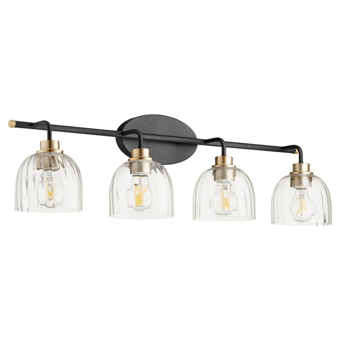 Quorum Home Quorum - 507-4-6980 - Four Light Vanity - Textured Black w/ Aged Brass