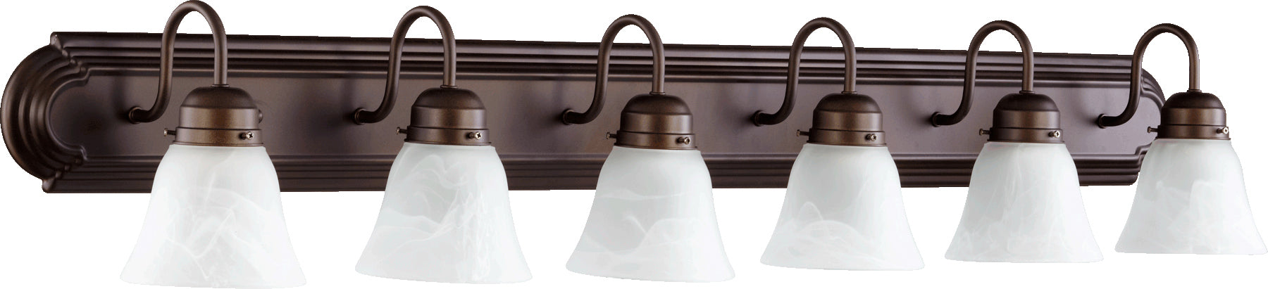 Quorum Home Quorum - 5094-6-186 - Six Light Vanity - Oiled Bronze w/ Faux Alabaster