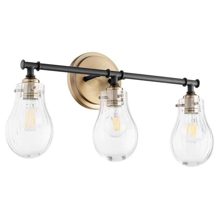 Quorum Home Quorum - 511-3-69 - Three Light Vanity - Textured Black w/ Aged Brass
