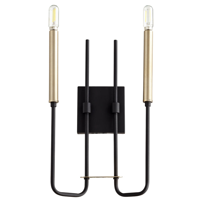 Quorum Home Quorum - 530-2-6980 - Two Light Wall Mount - Textured Black w/ Aged Brass