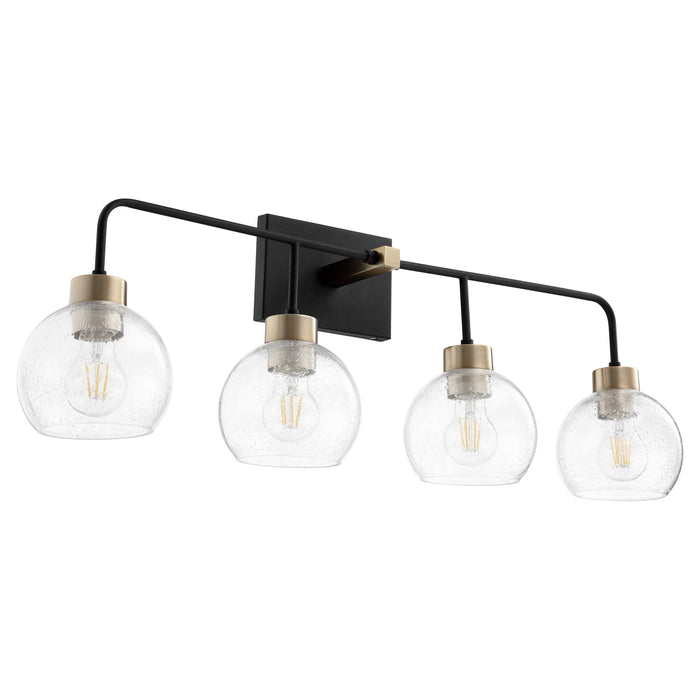 Quorum Home Quorum - 532-4-6980 - Four Light Vanity - Textured Black w/ Aged Brass