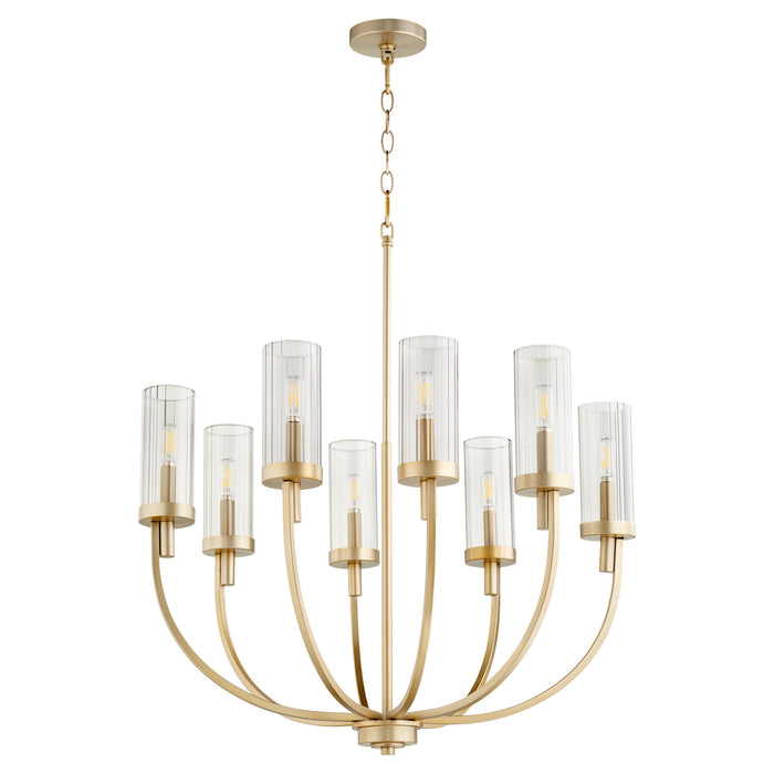 Quorum Home Quorum - 601-8-80 - Eight Light Chandelier - Aged Brass w/ Smoke Fluted Glass
