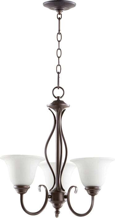 Quorum Home Quorum - 6010-3-186 - Three Light Chandelier - Oiled Bronze w/ Satin Opal