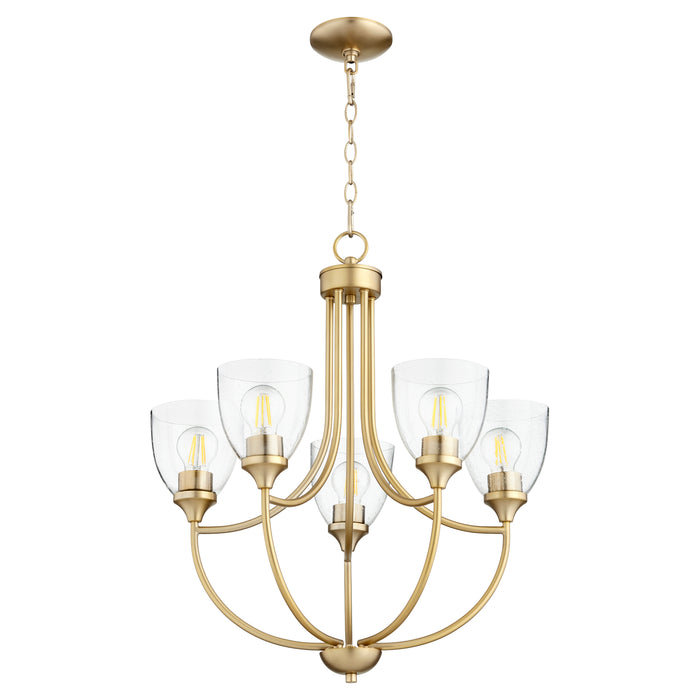 Quorum Home Quorum - 6059-5-280 - Five Light Chandelier - Aged Brass w/ Clear/Seeded