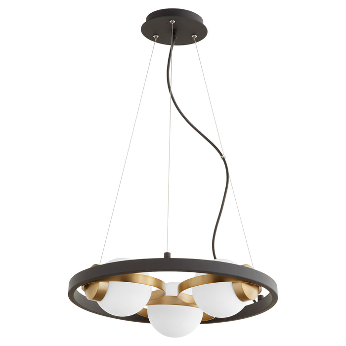 Quorum Home Quorum - 606-3-6980 - Three Light Chandelier - Textured Black w/ Aged Brass