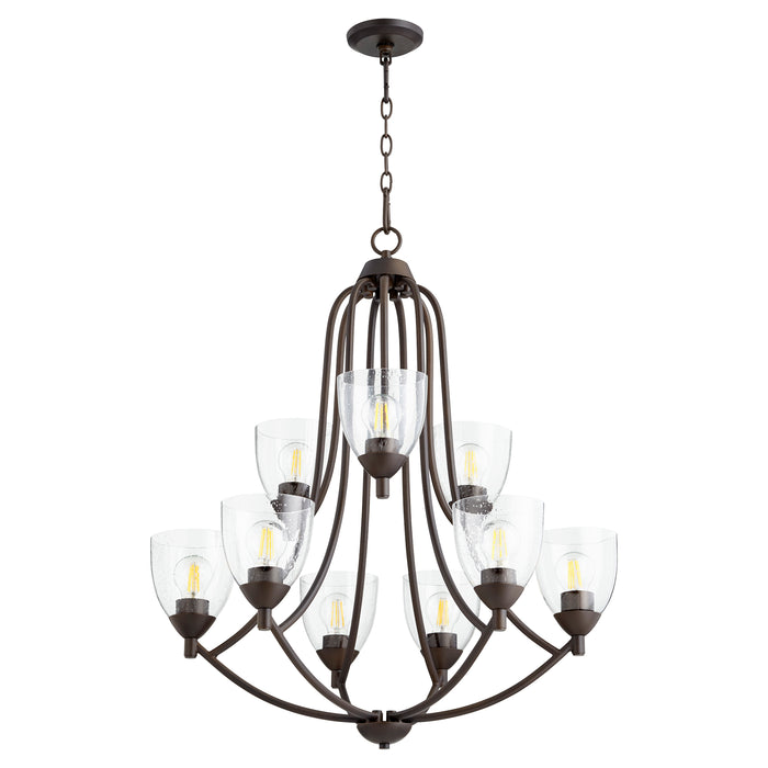 Quorum Home Quorum - 6069-9-286 - Nine Light Chandelier - Oiled Bronze w/ Clear/Seeded