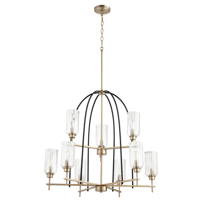 Quorum Home Quorum - 607-9-6980 - Nine Light Chandelier - Textured Black w/ Aged Brass