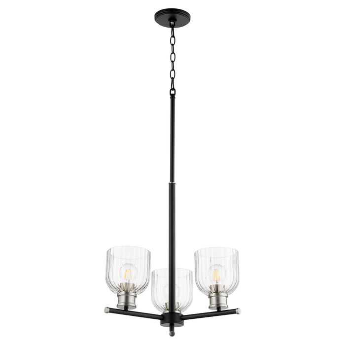 Quorum Home Quorum - 610-3-6965 - Three Light Chandelier - Textured Black w/ Satin Nickel