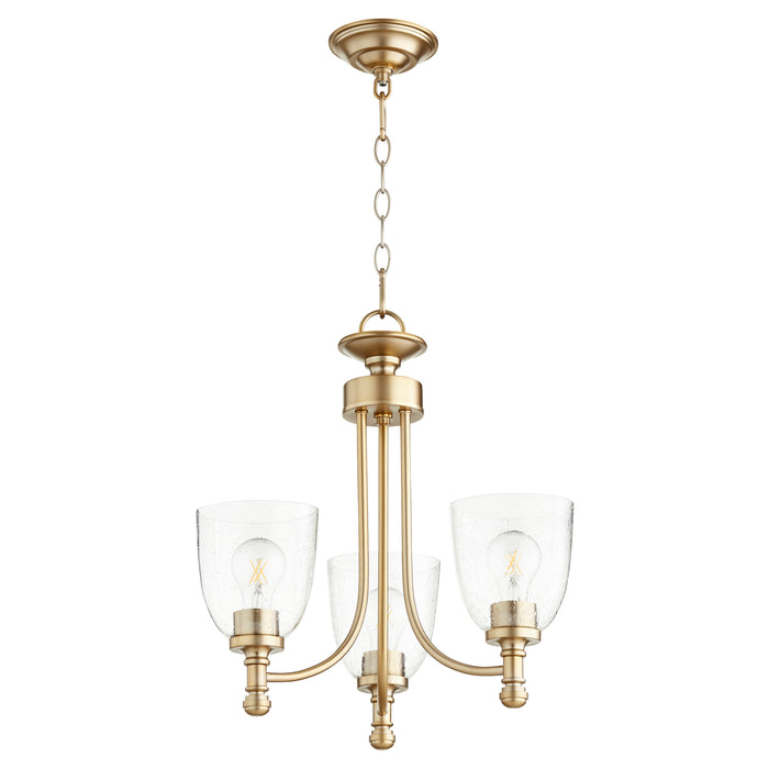Quorum Home Quorum - 6122-3-280 - Three Light Chandelier - Aged Brass w/ Clear/Seeded