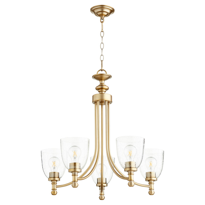 Quorum Home Quorum - 6122-5-280 - Five Light Chandelier - Aged Brass w/ Clear/Seeded