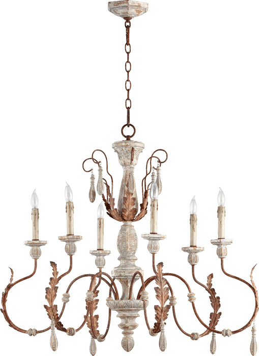 Quorum Home Quorum - 6152-6-56 - Six Light Chandelier - Manchester Grey w/ Rust Accents