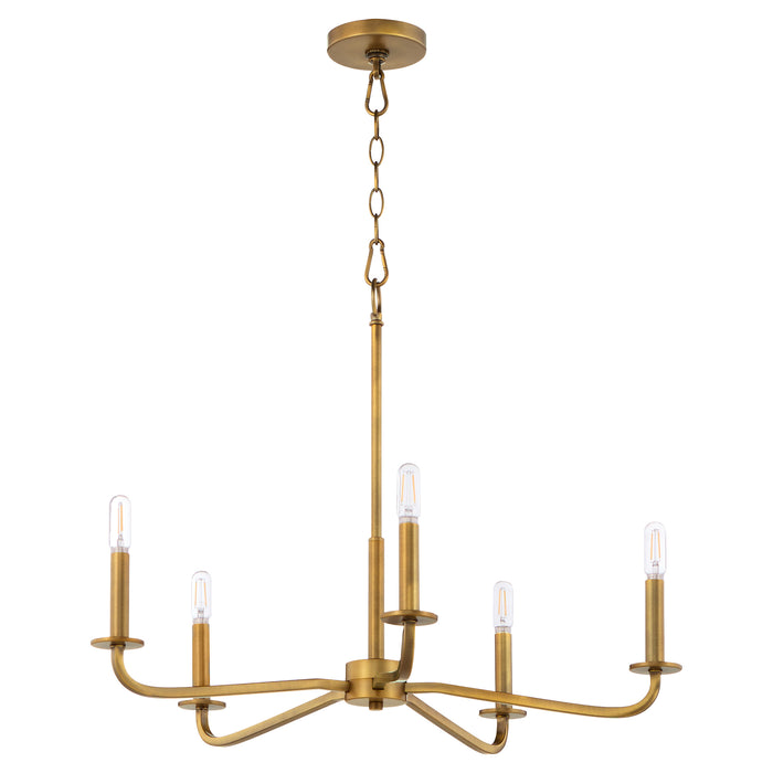 RUTHERFORD 5 Light Chandelier - Brushed Brass
