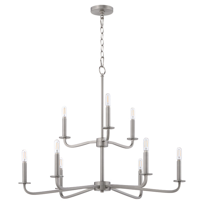 RUTHERFORD 9 Light Chandelier - Satin Nickel