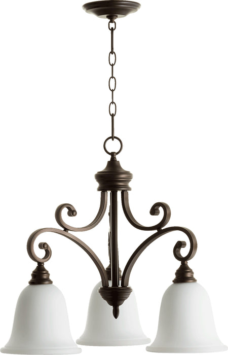 Quorum Home Quorum - 6354-3-186 - Three Light Chandelier - Oiled Bronze w/ Satin Opal