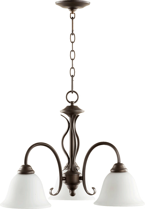 Quorum Home Quorum - 6410-3-186 - Three Light Chandelier - Oiled Bronze w/ Satin Opal