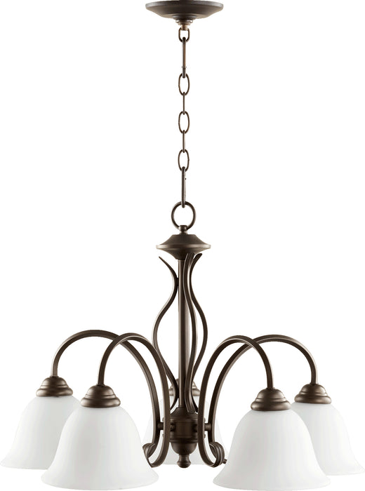 Quorum Home Quorum - 6410-5-186 - Five Light Chandelier - Oiled Bronze w/ Satin Opal