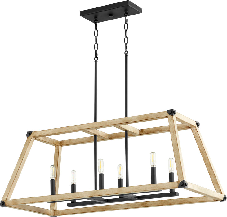 Quorum Home Quorum - 6589-6-69 - Six Light Entry Pendant - Textured Black w/ Driftwood finish