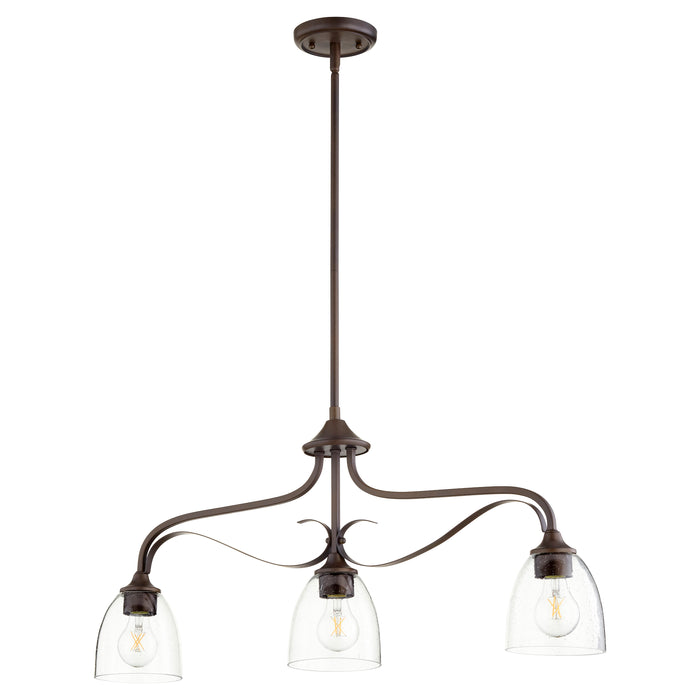 Quorum Home Quorum - 6627-3-286 - Three Light Island Pendant - Oiled Bronze w/ Clear/Seeded