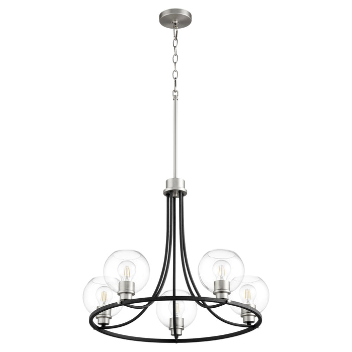 Quorum Home Quorum - 672-5-6965 - Five Light Chandelier - Textured Black w/ Satin Nickel