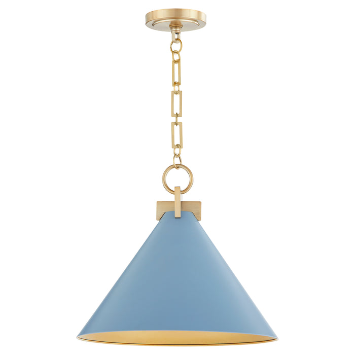 Quorum Home Quorum - 68-16-1280 - One Light Pendant - Blue w/ Aged Brass