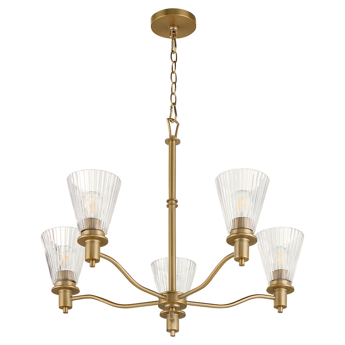 LAWTON 5 Light Chandelier - Brushed Brass