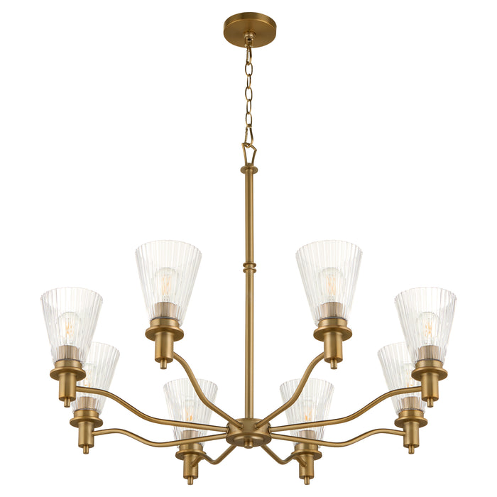 LAWTON 8 Light Chandelier - Brushed Brass