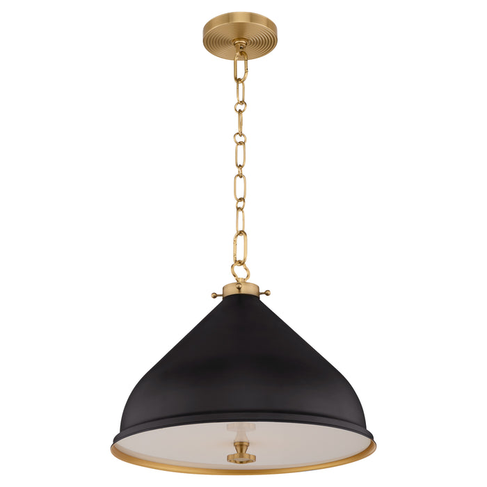 BONNEL 16" Pendant - Matte Black / Aged Brass