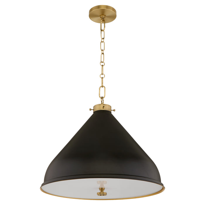 BONNEL 20" Pendant - Matte Black / Aged Brass