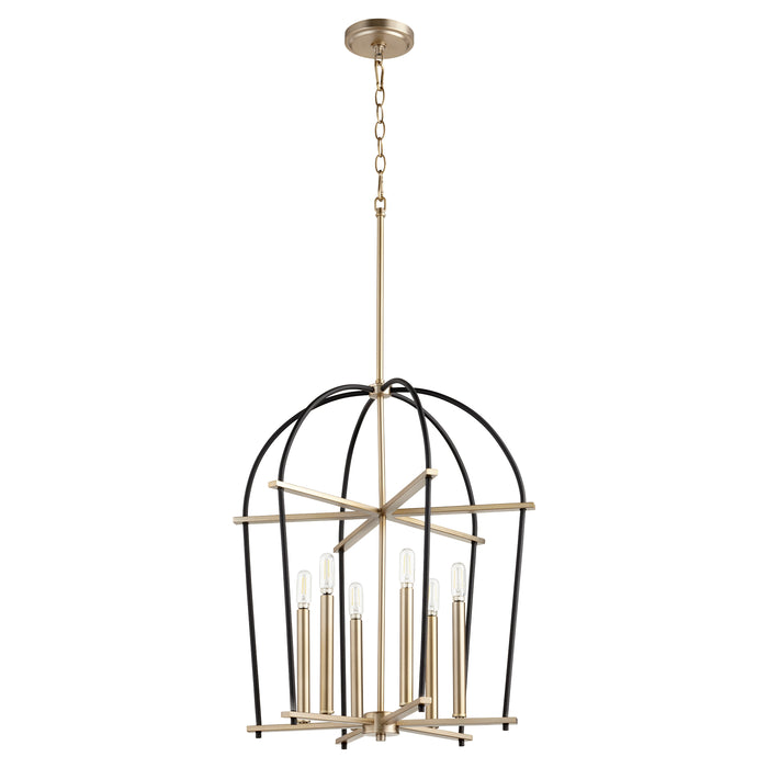 Quorum Home Quorum - 687-6-6980 - Six Light Entry Pendant - Textured Black w/ Aged Brass