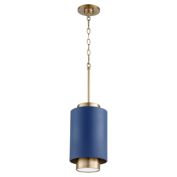 Quorum Home Quorum - 8008-3280 - One Light Pendant - Aged Brass w/ Blue