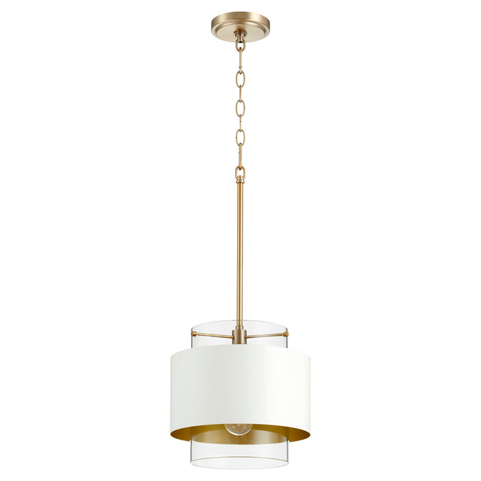 Quorum Home Quorum - 8012-0880 - One Light Pendant - Aged Brass w/ Studio White
